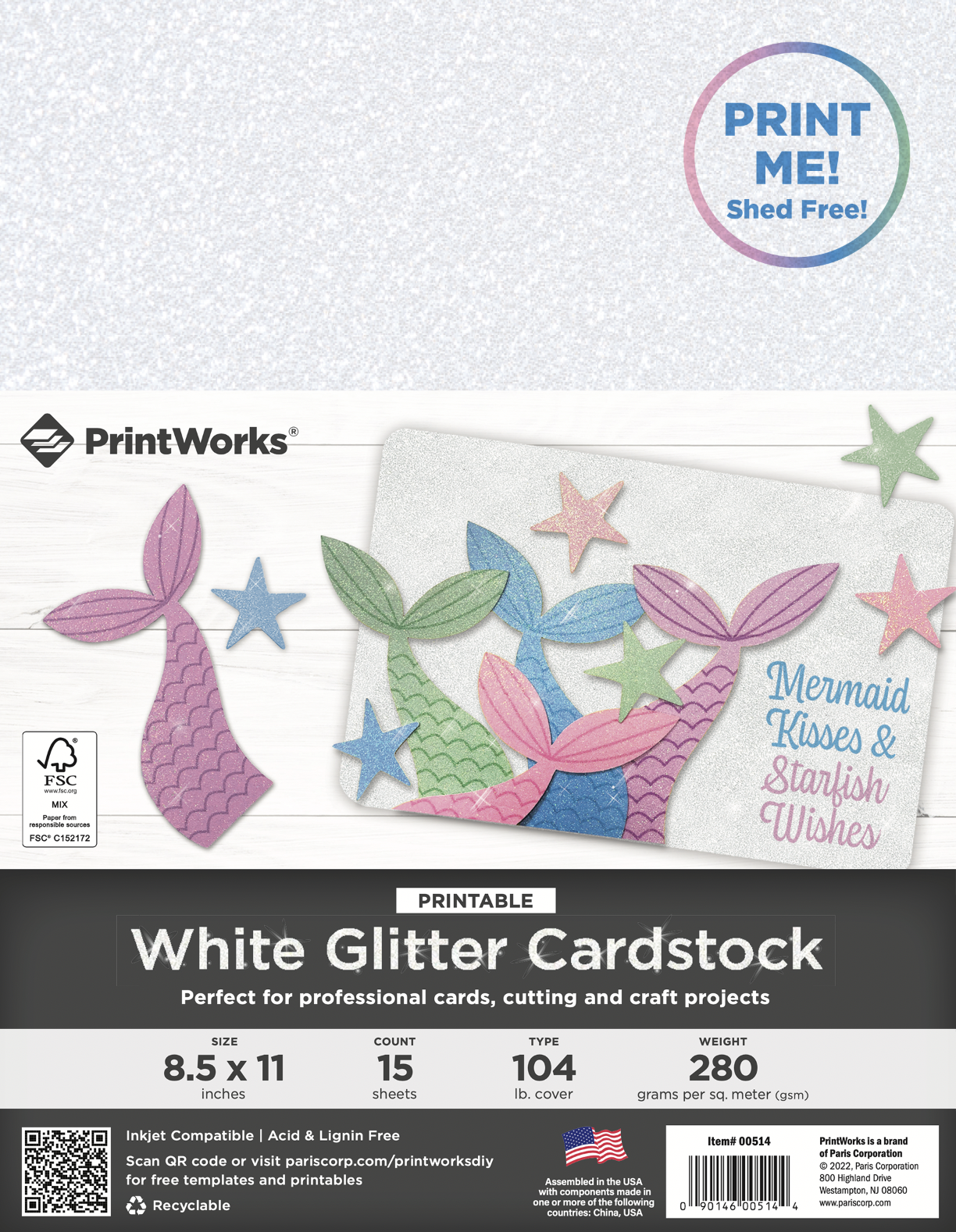 Printworks Printable White Glitter Cardstock 15 Sheets 8 5 X 11  Printworks Printable White Glitter Cardstock 15 Sheets 8 5 X 11